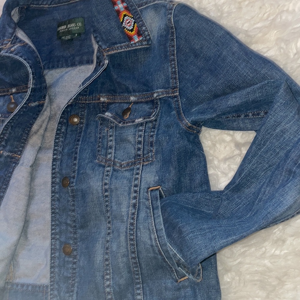 Lauren Jeans Co. Southwestern Style Beadwork Trucker Jacket, Size Small - Picture 6 of 17
